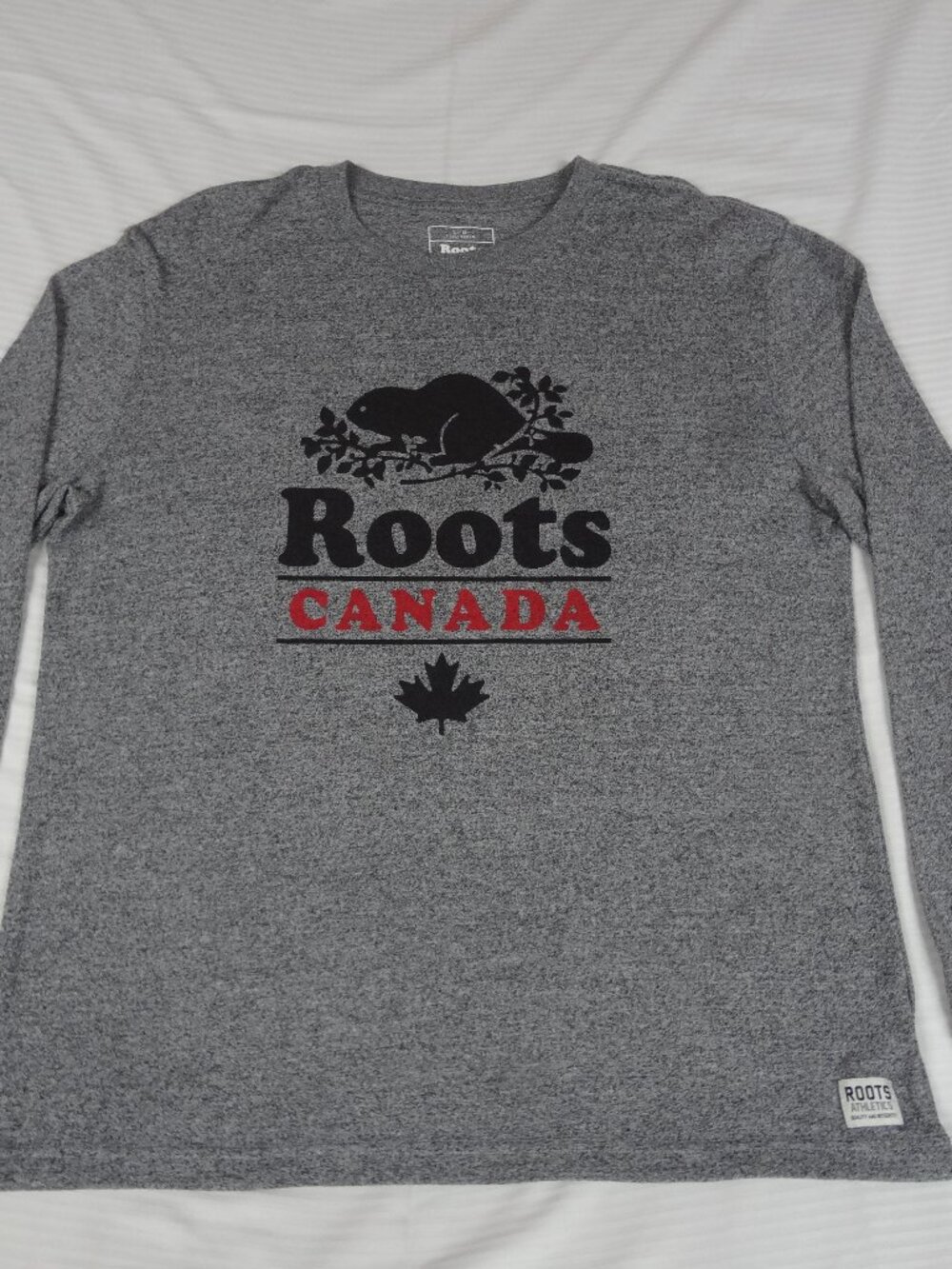 ROOTS CANADA ORGANIC COOPER BEAVER GRAY LARGE LONG SLEEVE T-SHIRT L921